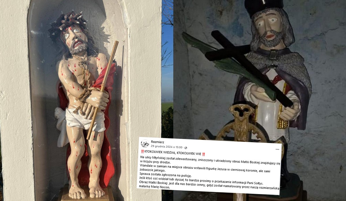 Opolskie: jakiś śmieszek kradnie figury z przydrożnych kapliczek i zastępuje je karykaturami