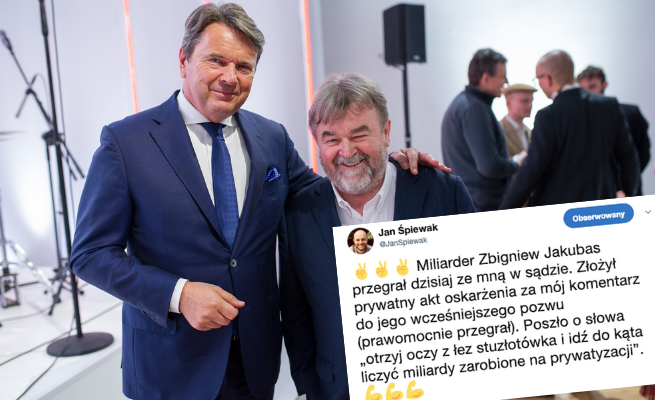 Śpiewak wygrał z miliarderem Jakubasem proces o komentarz: "Otrzyj oczy z łez stuzłotówką"