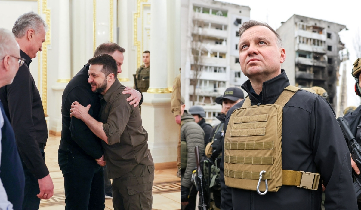 Kijów: prezydent Duda odwiedził prezydenta Zełenskiego i obejrzał zniszczenia w Borodziance