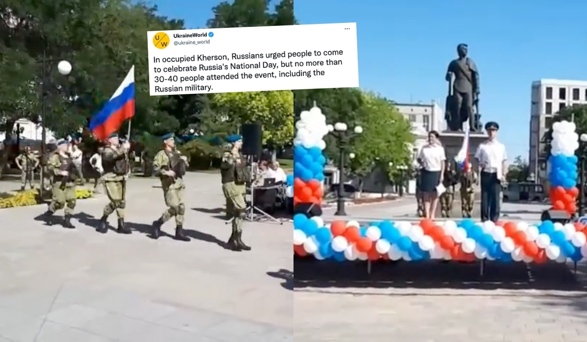 Rosjanie chcieli zrobić imprezę w okupowanym Chersoniu, ale nie udało im się zagonić ludzi do świętowania Dnia Rosji