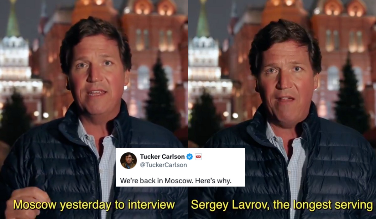 Tucker Carlson, ten od wywiadu z Putinem, wrócił do Moskwy, żeby zrobić wywiad z Ławrowem