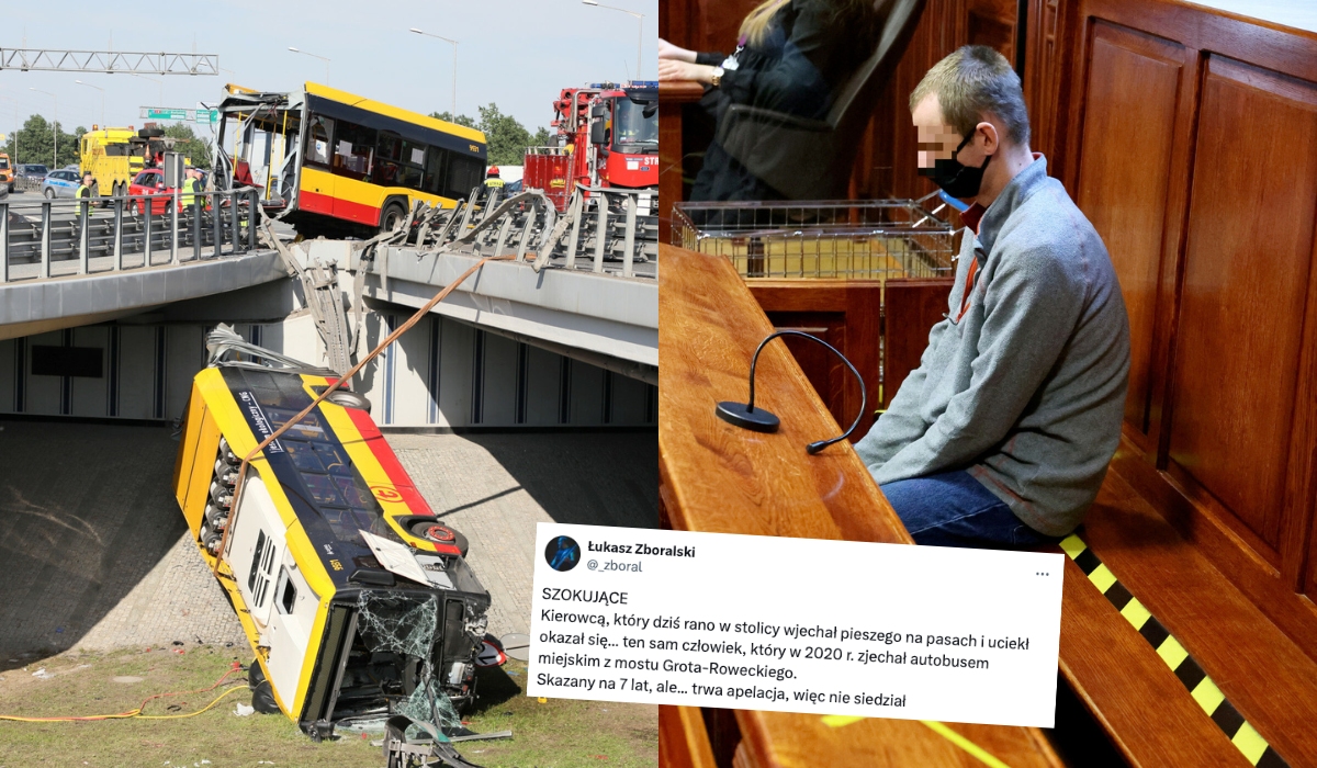 Sprawca spektakularnego wypadku z 2020 okazał się sprawcą kolejnego, miał siedzieć, ale nie siedział