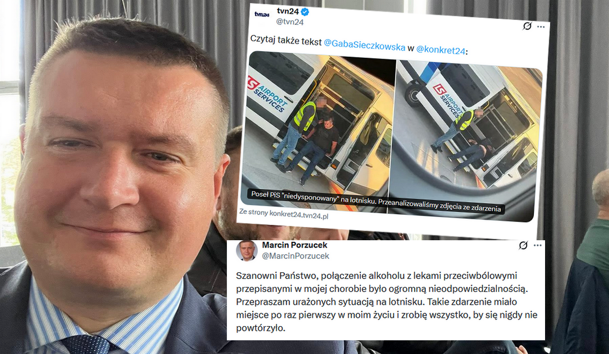 Poseł PiS, którego wyniesiono z samolotu, najpierw zaprzeczał, że pił alkohol, a teraz przeprasza