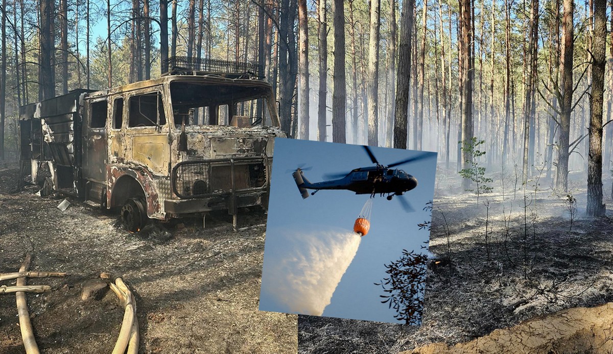 Strażakom udało się pokonać niezwykle trudny pożar na Podlasiu, spłonął wóz strażacki