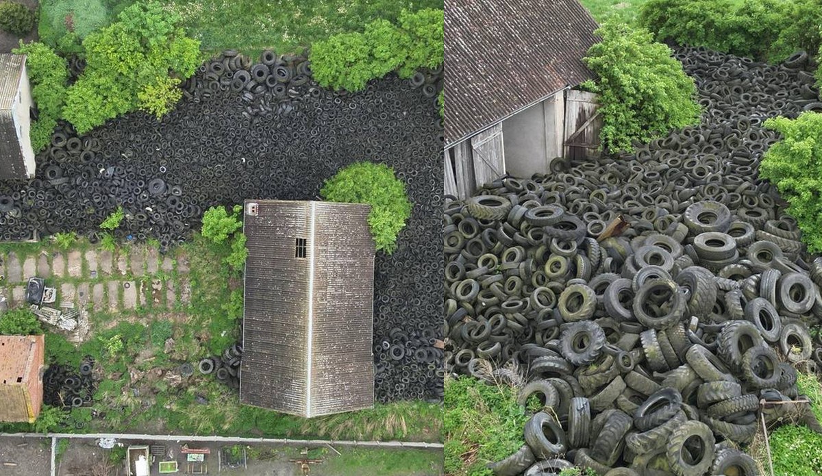 Gdański inspektorat odkrył w powiecie malborskim imperium nielegalnie składowanych opon