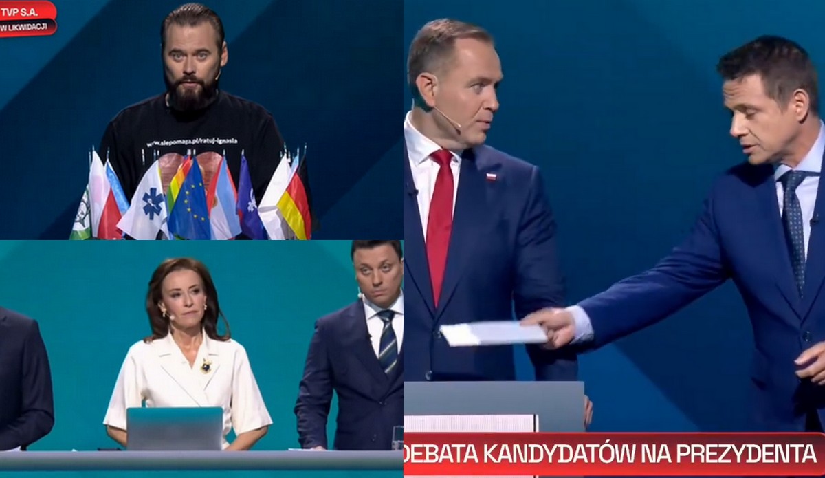Debata w TVP: starcie Stanowskiego ze współprowadzącą i biała koperta przekazana Nawrockiemu przez Trzaskowskiego