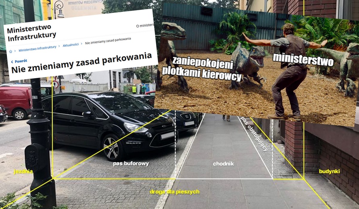 Ministerstwo Infrastruktury zapewnia, że nie planuje zmian w prawie i będzie można parkować na chodnikach