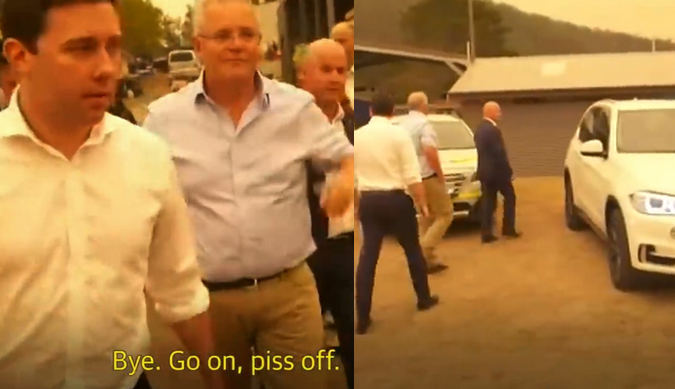 Mieszkańcy spalonego miasteczka przegonili premiera Australii: "odpie*** się idioto"