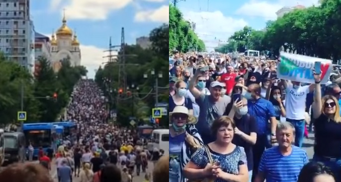 Antyputinowskie protesty na wschodzie Rosji, tysiące ludzi na ulicach