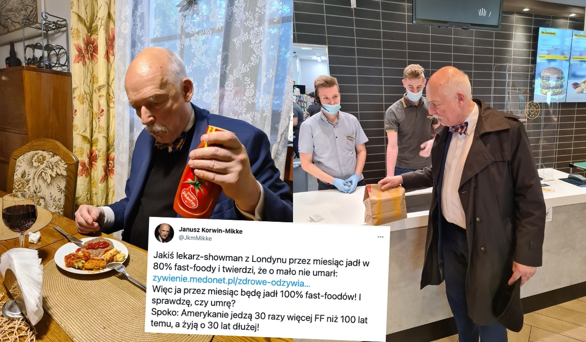 Korwin-Mikke ogłosił, że będzie się żywić fast foodami, żeby coś tam udowodnić