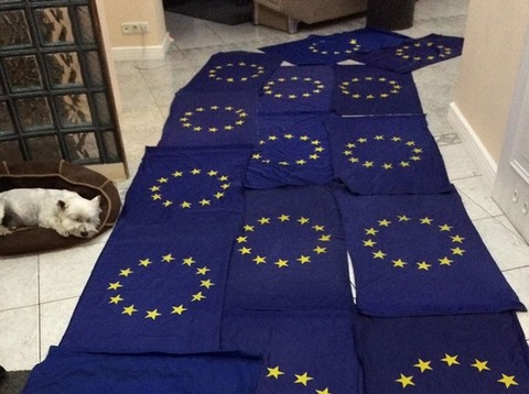 Młodzież Wszechpolska pokazuje kradzione flagi UE: "wiało", "sympatyk podesłał"