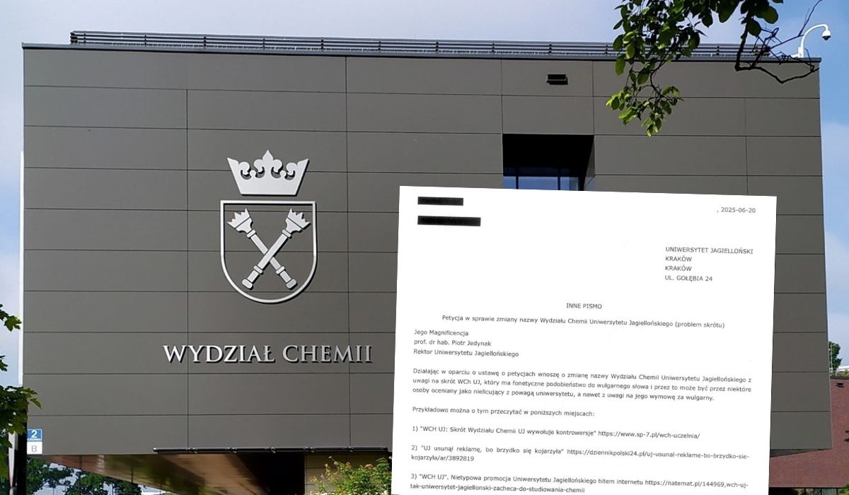 Wydział Chemii Uniwersytetu Jagiellońskiego ponownie prosi władze, żeby jakoś zmienić im skrót, bo WCh UJ brzmi rubasznie