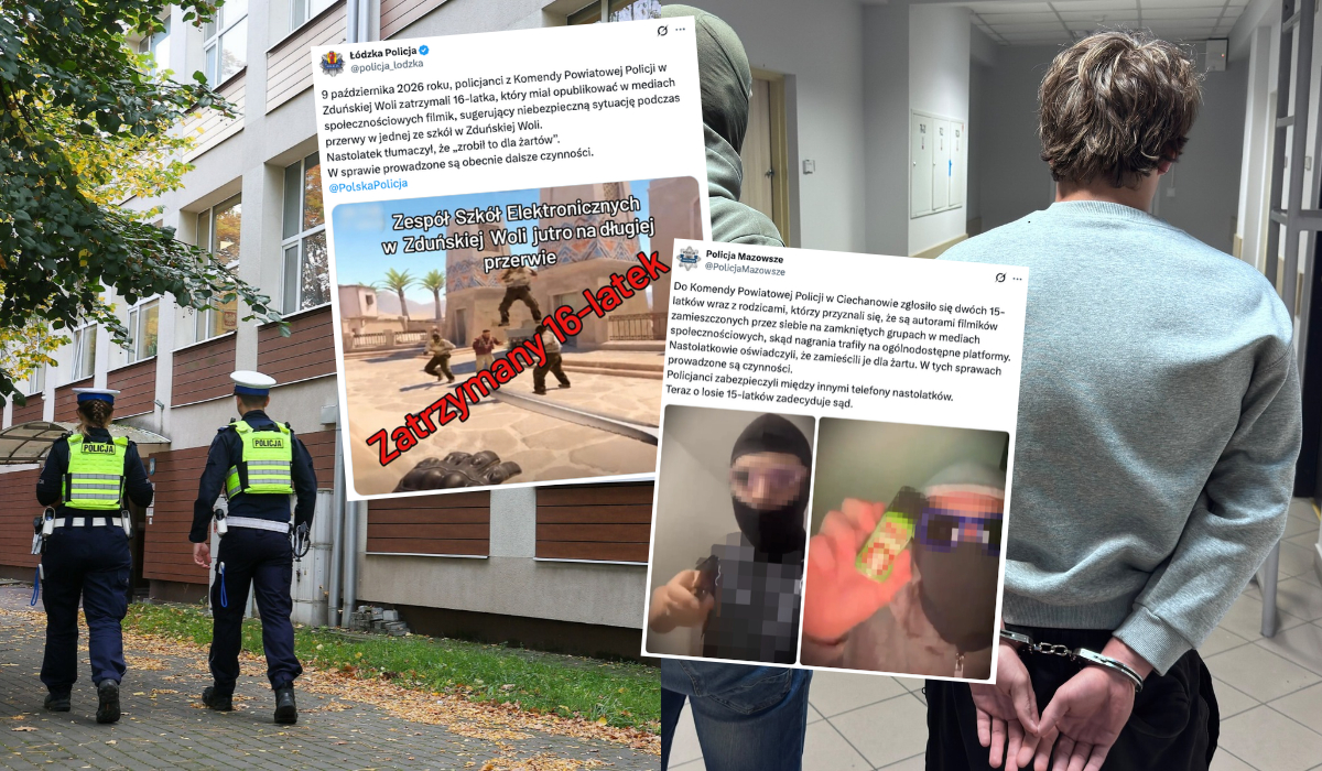 Policja informuje o serii zatrzymań nastolatków, którzy grozili kolejnymi atakami w szkołach