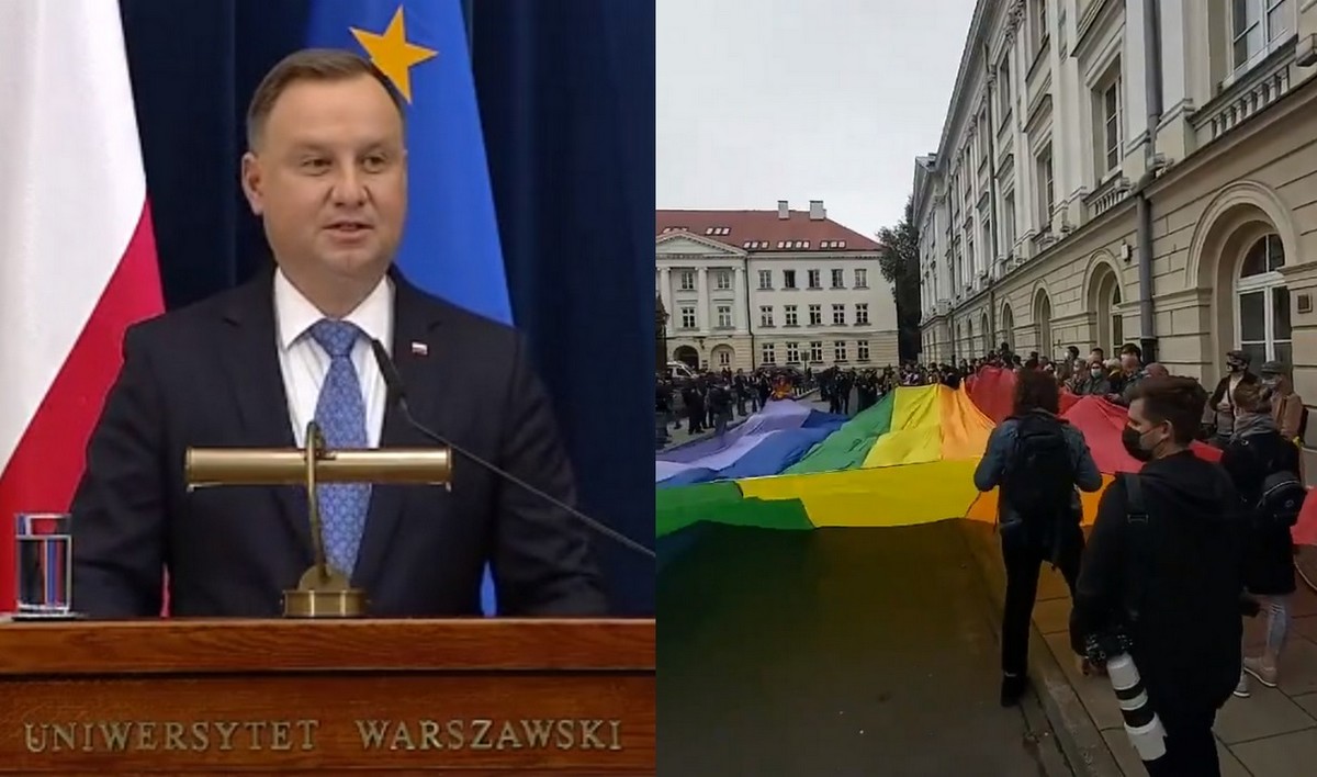 Prezydent wygwizdany przez studentów UW: "Andrzej Duda ma krew na rękach"