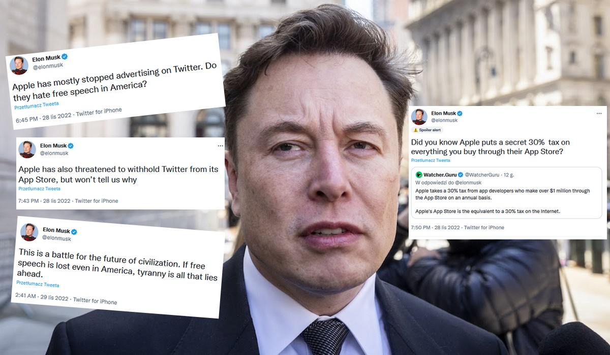 Elon Musk poszedł na wojnę z Apple za karę, bo wstrzymali reklamy na Twitterze