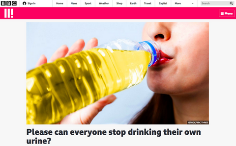 BBC informuje, że picie własnego moczu nie jest świetnym pomysłem