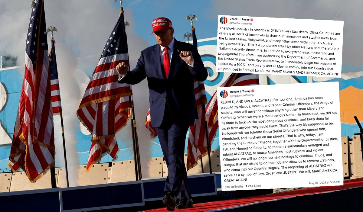 Trump zapowiada kolejne zmiany: 100-procentowe cła na filmy spoza USA i ponowne otwarcie Alcatraz