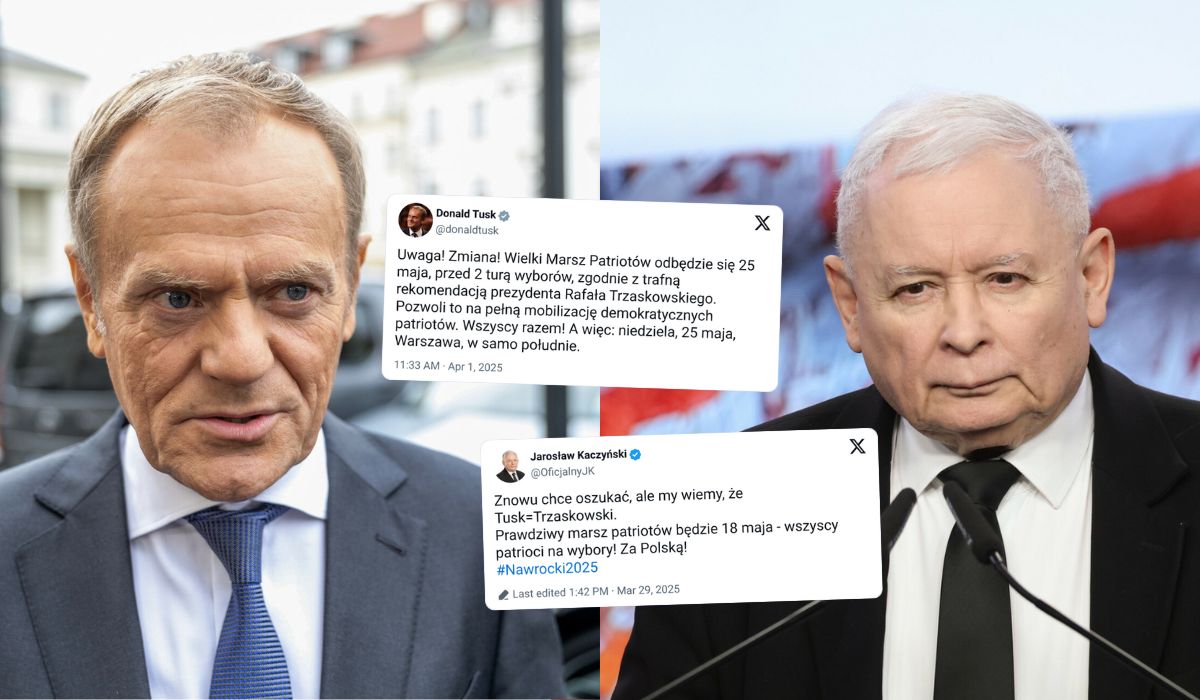 Tusk i Trzaskowski namyślili się, swój marsz patriotów chcą zrobić później, 25 maja, przed spodziewaną drugą turą