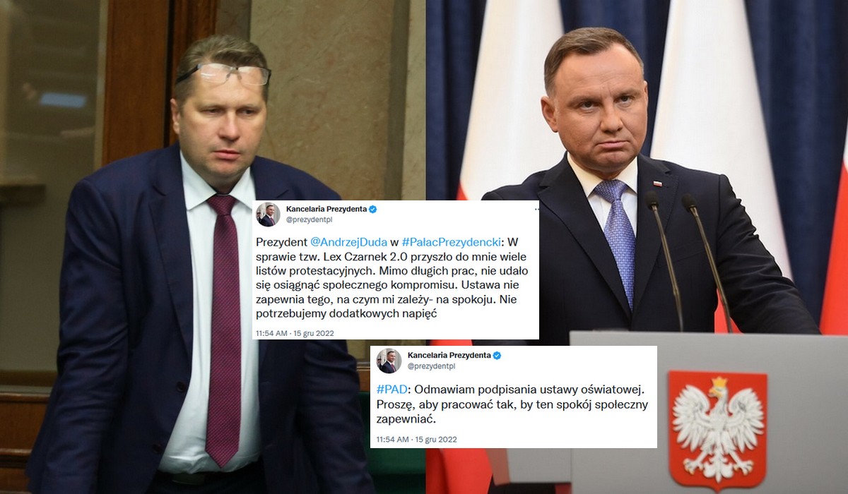 Prezydent Duda zrobił psikusa Czarnkowi i powiedział, że nie podpisze "lex Czarnek 2.0"