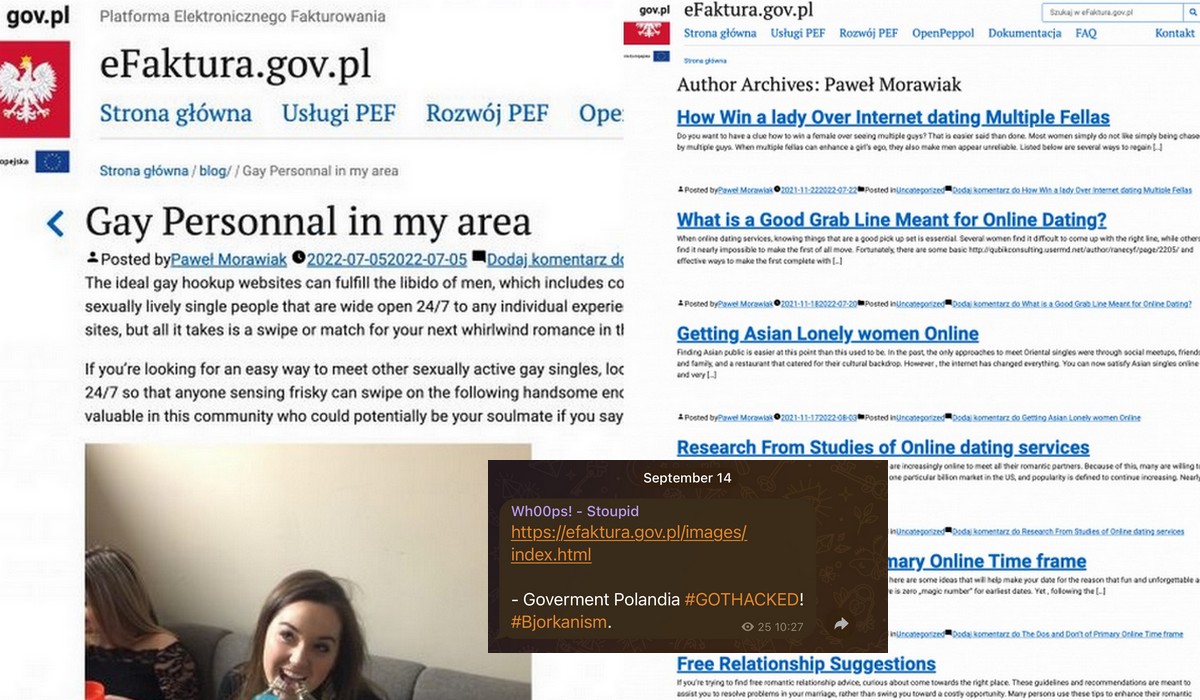 Rządowa strona efaktura.gov.pl podawała porady miłosne dla gejów, powodem miał być atak hakerski, a nie troska