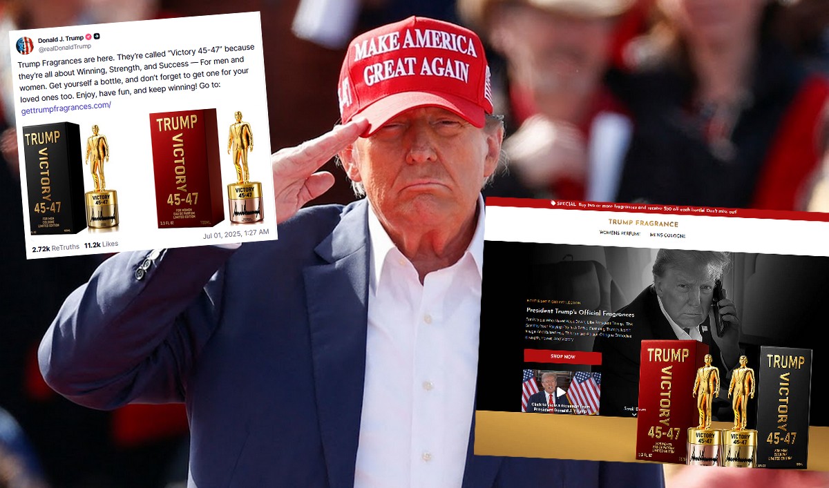 Donald Trump reklamuje perfumy sygnowane swoim nazwiskiem: "nazywają się Zwycięstwo 45-47, bo chodzi w nich o zwyciężanie"