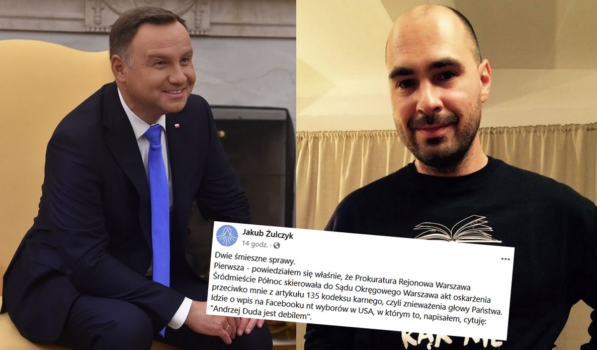 Jakub Żulczyk stanie przed sądem za napisanie, że "Andrzej Duda jest debilem"