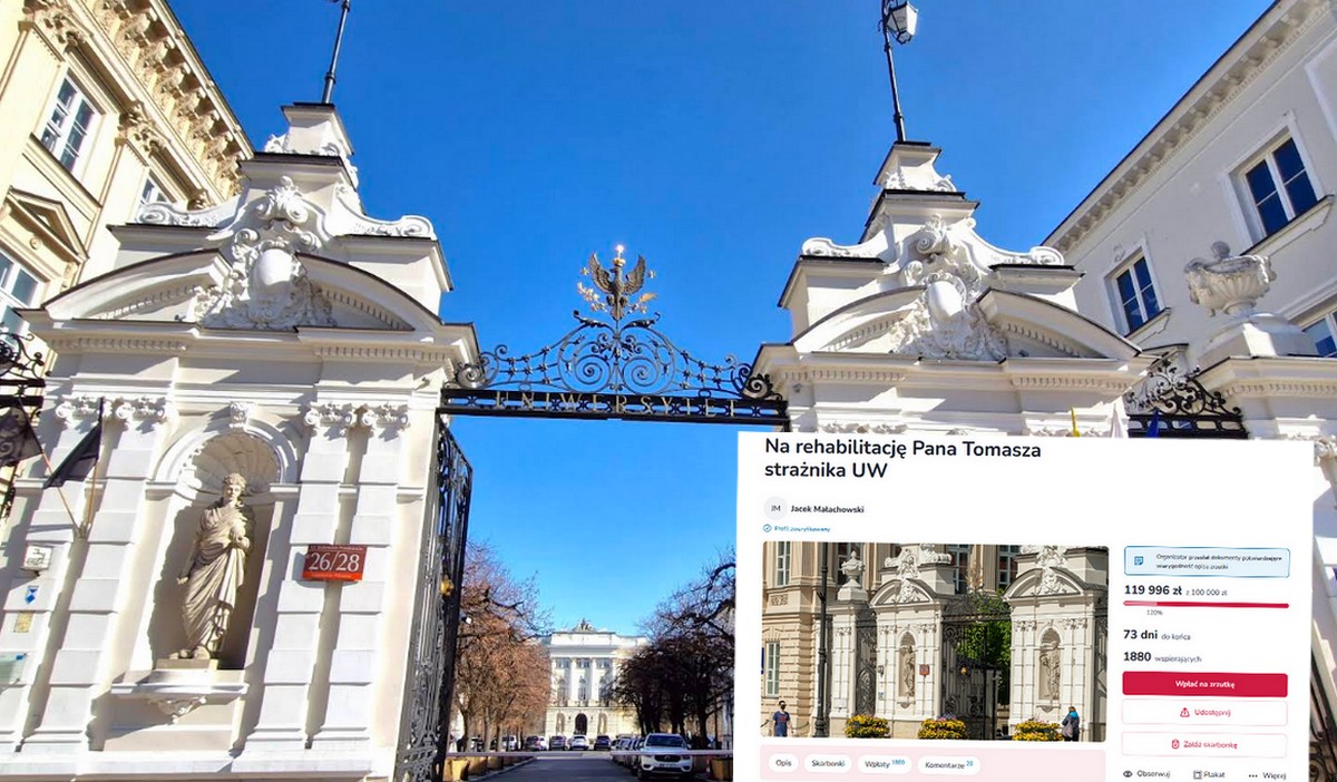 Zbiórka na rehabilitację pana Tomasza, strażnika z ataku siekierą na UW, udała się na 120%