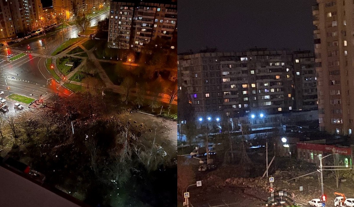 Rosyjski bombowiec przypadkiem zrzucił uzbrojenie na ulicę w Biełgorodzie, które po detonacji stworzyło urokliwy krater