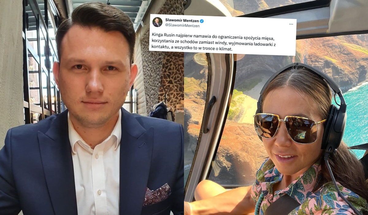 Mentzen krytykuje Rusin za hipokryzję: najpierw martwi się o klimat, później wrzuca fotki z helikoptera
