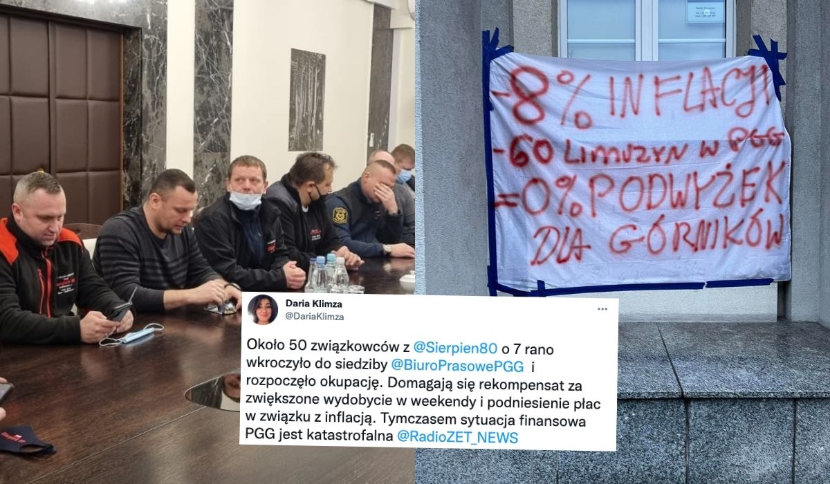 Katowice: związkowcy okupują siedzibę Polskiej Grupy Górniczej, żądają rekompensaty za pracę w weekendy