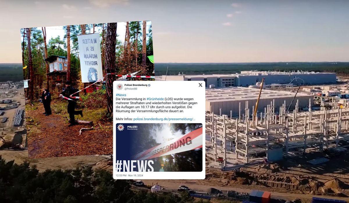 Niemcy: policja rozgoniła aktywistów protestujących pod fabryką Tesli, chcieli zatrzymać rozbudowę zakładów