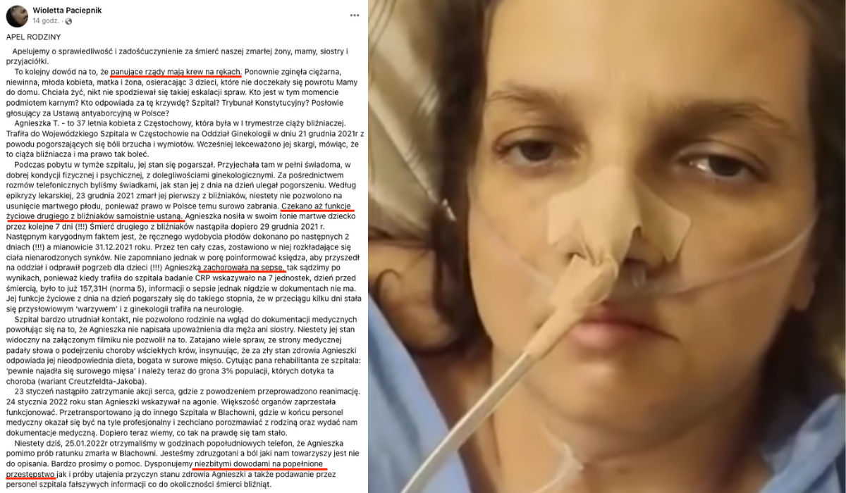 Częstochowa: kobieta w ciąży bliźniaczej zmarła w szpitalu, według rodziny lekarze ratowali bardziej martwe płody niż ją