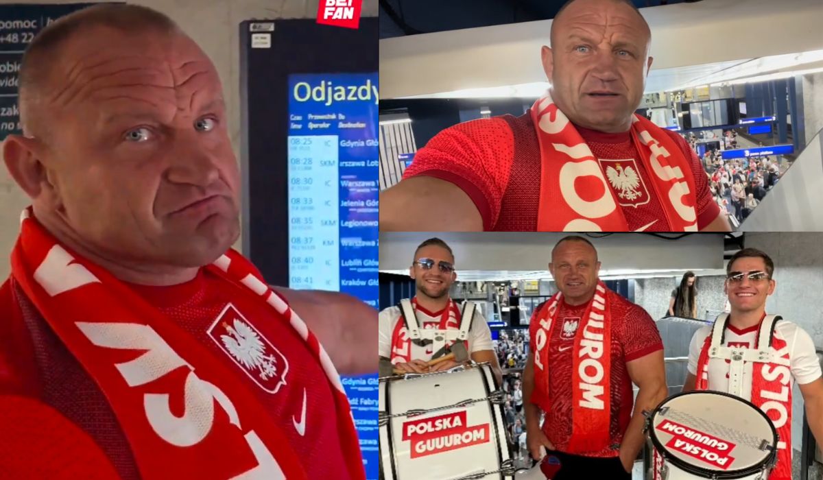 Kibice podejrzewają, że jazda Pudziana na mecz była ustawką reklamową, bo wysiadł z pociągu po jednej stacji