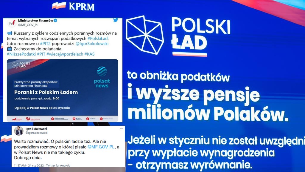 Ministerstwo zapowiedziało cykl rozmów o Polskim Ładzie w Polsat News, a Polsat News odpowiada, że wcale nie