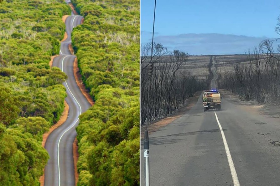 Kadr dnia: Wyspa Kangura przed i po pożarach 