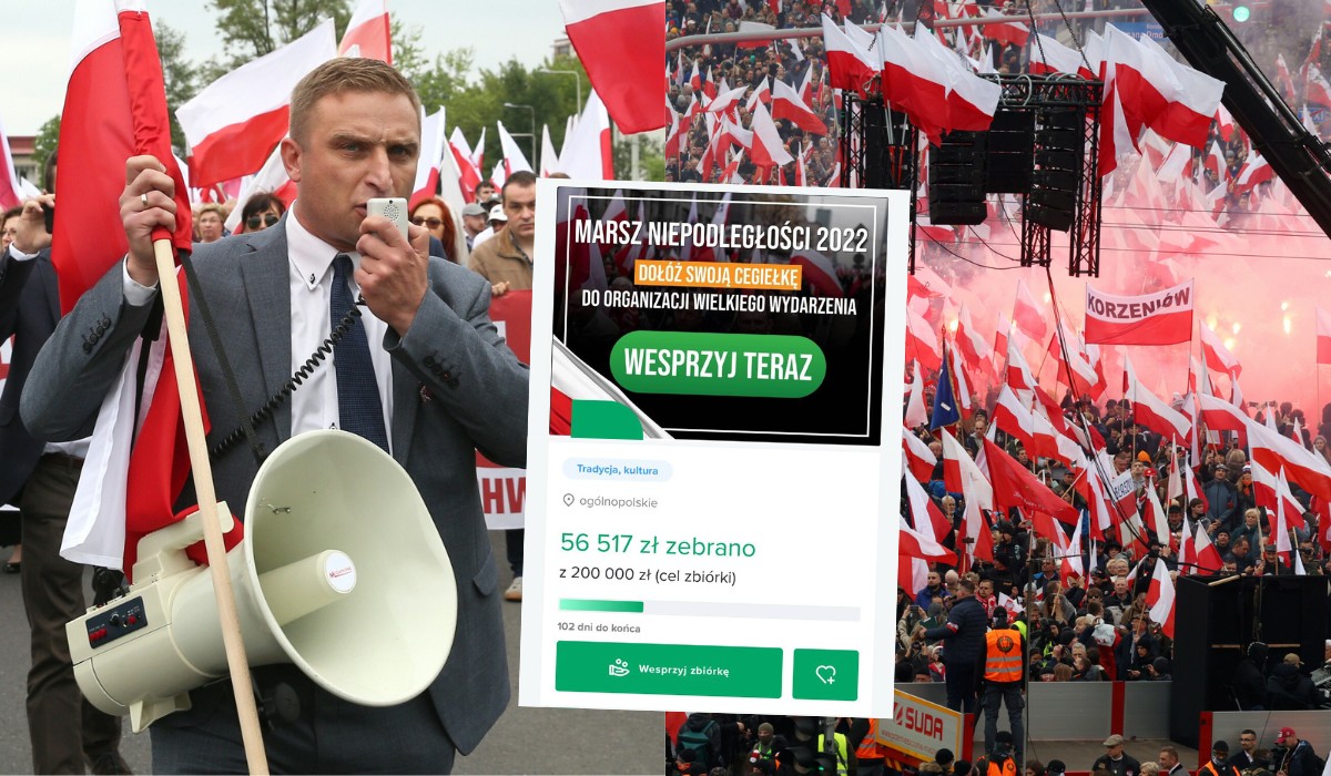 Bąkiewicz zbiera na Marsz Niepodległości, ten który był, bo wcześniej zrzutka udała się tylko na 25%