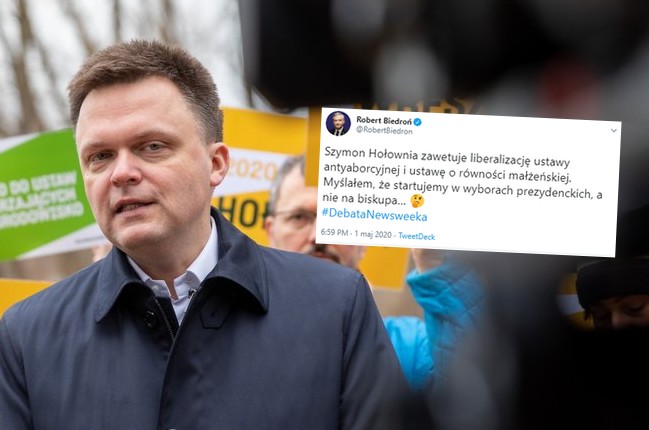 Biedroń do Hołowni: myślałem że kandydujemy w wyborach prezydenckich a nie na biskupa