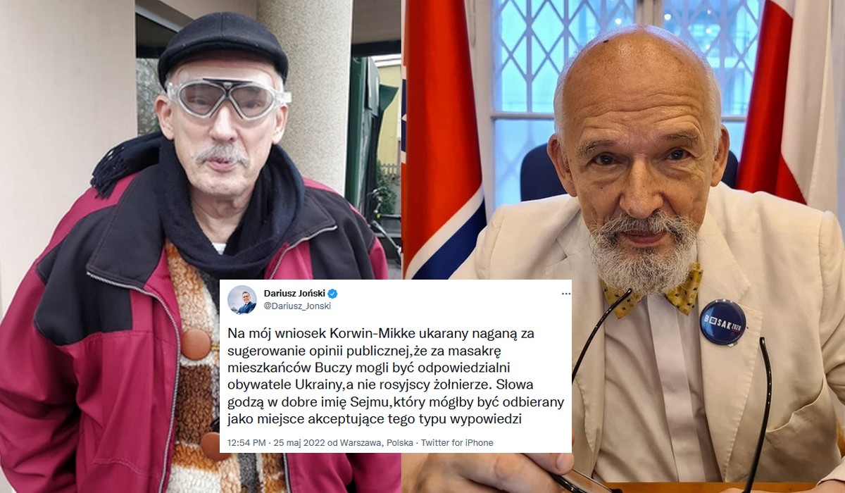 Janusz Korwin-Mikke dostał naganę za szurskie wpisy o masakrze w Buczy