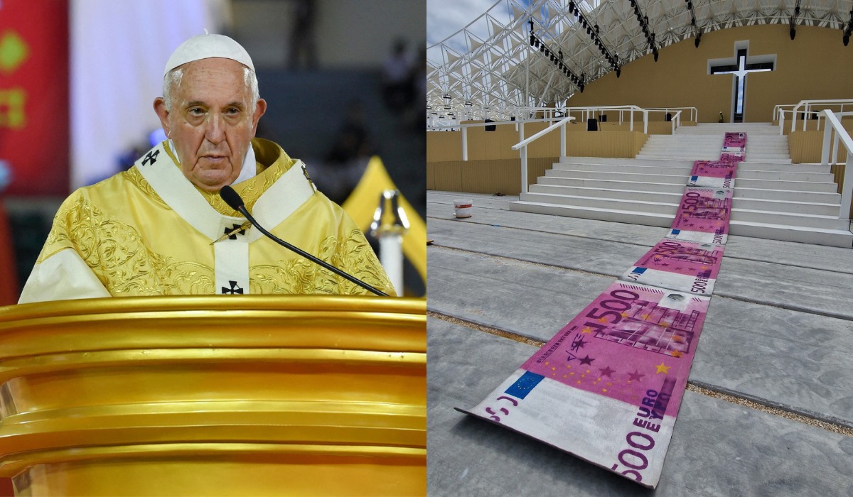 Portugalia: przed wizytą papieża Franciszka wyłożono dla niego "czerwony dywan" z euro 