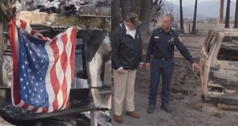 Trump pokazuje krajobraz po pożarach w Kalifornii