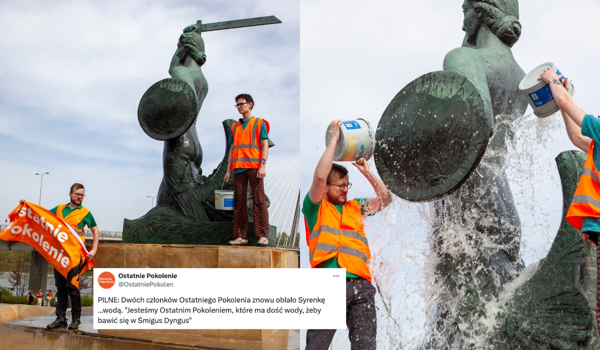 Ostatnie Pokolenie znów oblało warszawską Syrenkę, ale tym razem wodą