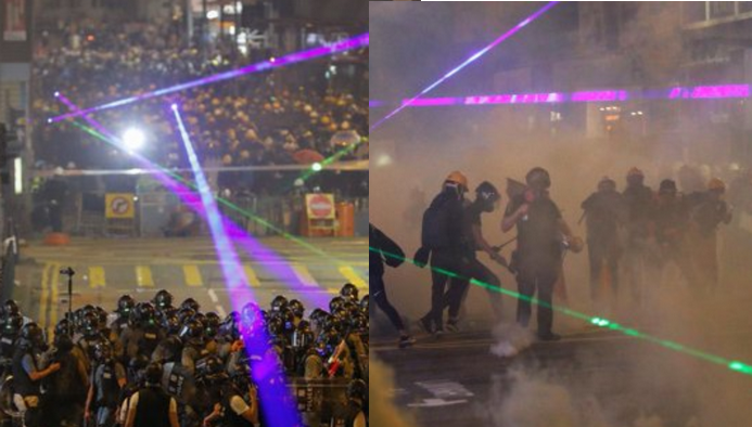 "Ani łez, ani krwi": Hong Kong odpowiada pokazem laserów na aresztowanie studenta z kieszonkowym laserem