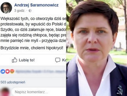 Saramonowicz: "Obrzydliwa Szydło zabroniła przyjęcia 10 syryjskich dzieci"