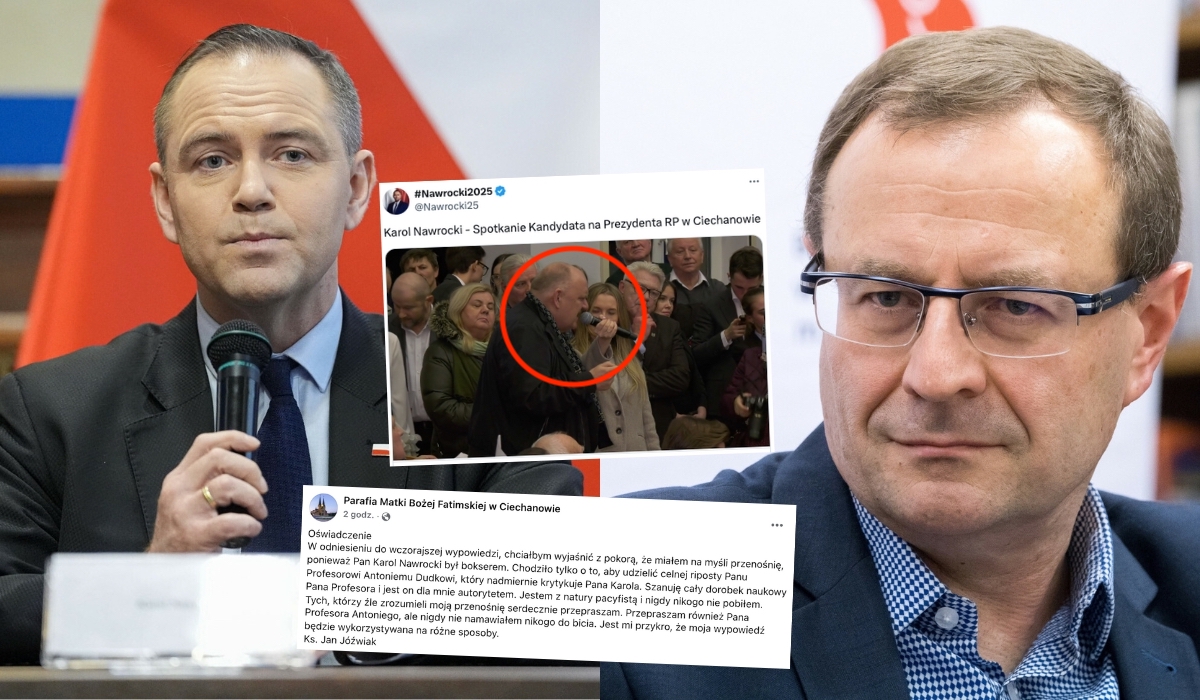Ksiądz tłumaczy, że zachęcanie Nawrockiego do bicia prof. Dudka to tylko metafora