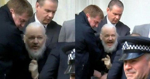 Julian Assange aresztowany, po latach wygląda jak święty Mikołaj