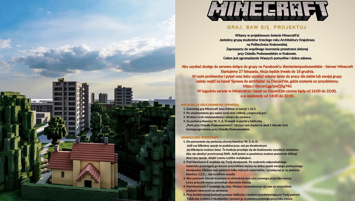 Studenci z Politechniki odwzorowali w Minecraftcie krakowskie osiedle, proponują swoje rozwiązania na tereny zielone i zachęcają do tego innych