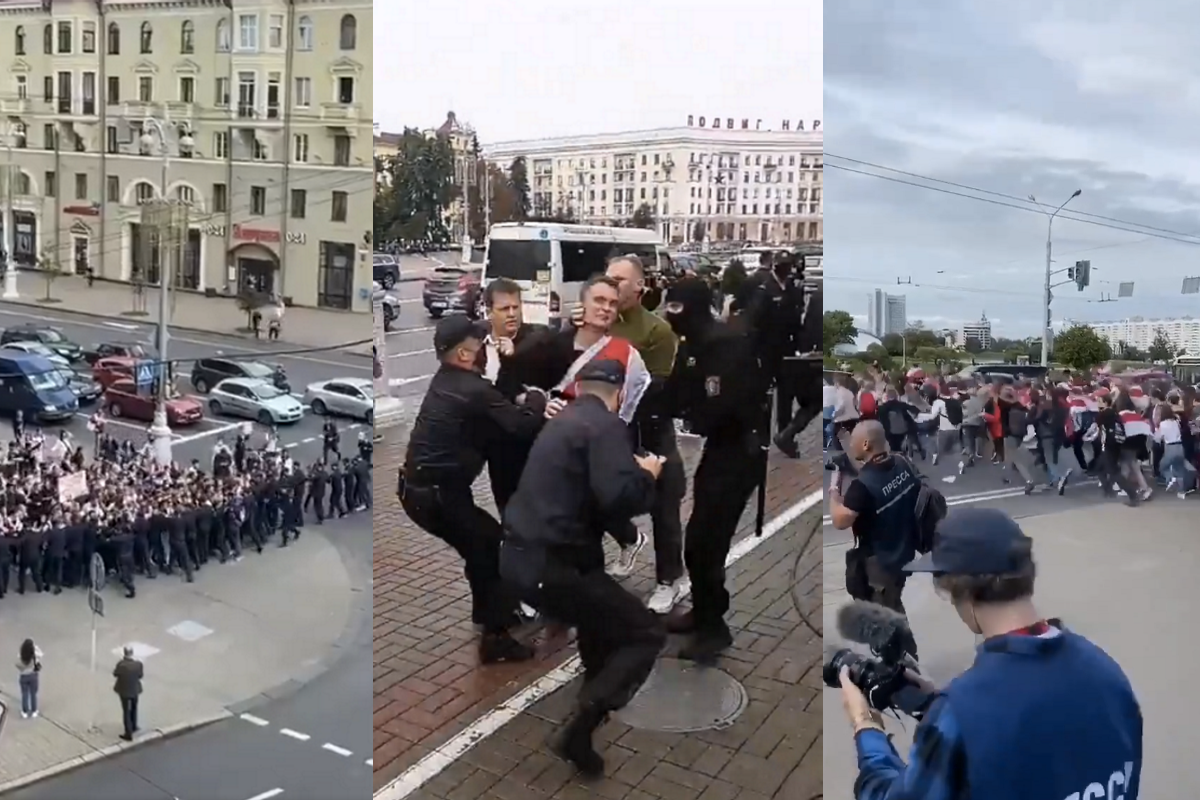 Białoruś: studenckie protesty przerywają kordony, OMON jakby łagodniejszy, nie biją kobiet