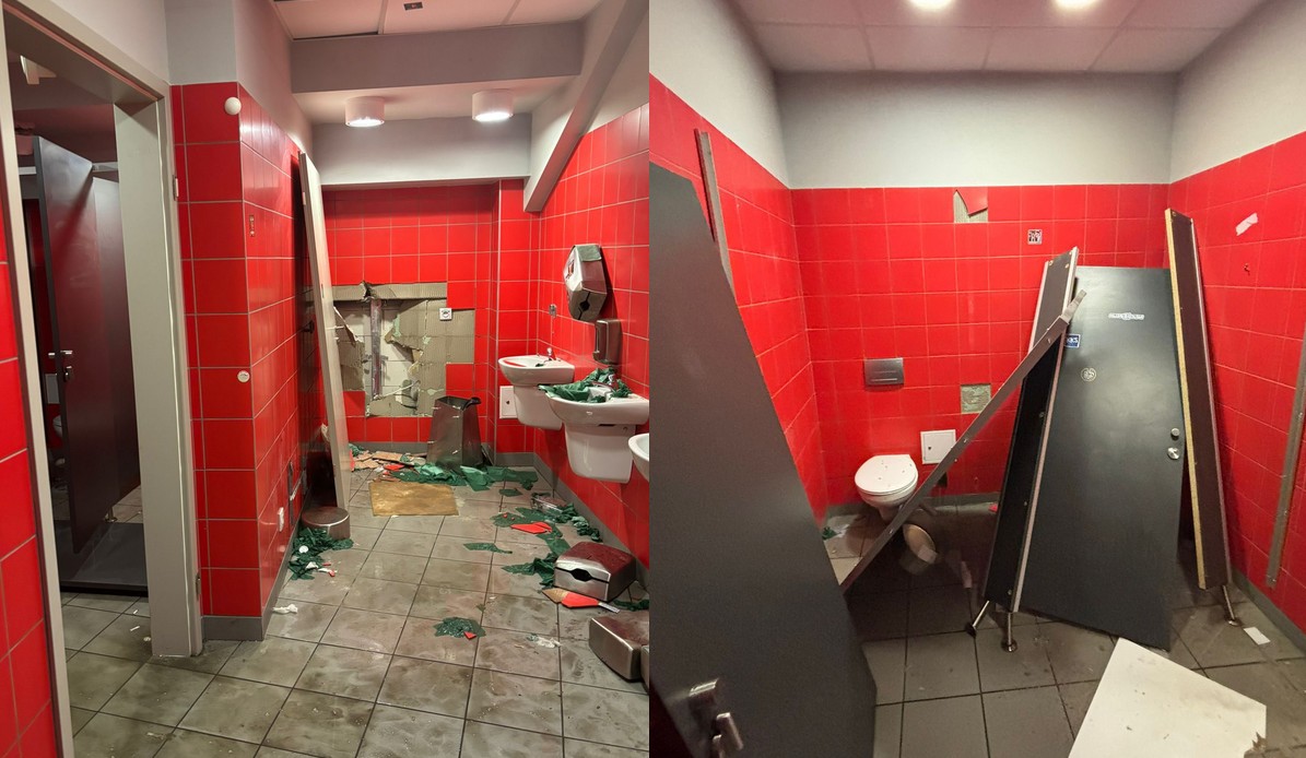 Łódź: kibole po przegranym meczu postanowili odreagować poprzez zniszczenie kibla