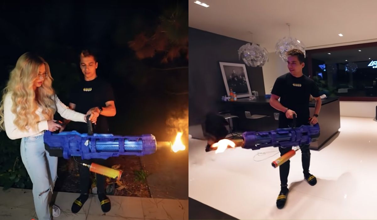 Ekipa Friza bawiła się miotaczem ognia w domu, a YouTube dodatkowo to promuje 