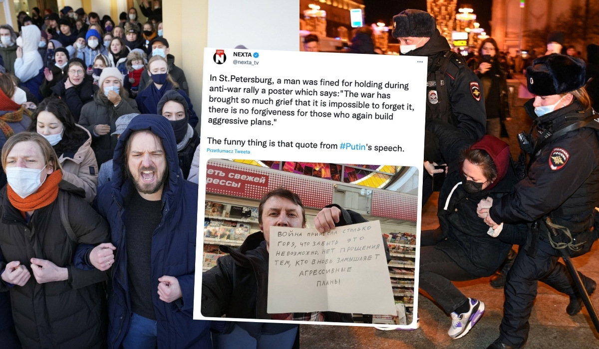 Rosja: facet został skazany w sądzie za cytowanie antywojennych słów Putina sprzed inwazji na Ukrainę